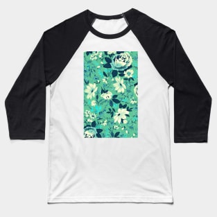 Vintage Beautiful Flower Blue Aqua Watercolor Abstract Pattern Turquoise Floral Baseball T-Shirt